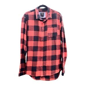 Quiksilver Buffalo Plaid Flannel Button Up Shirt Modern Fit Men’s XL